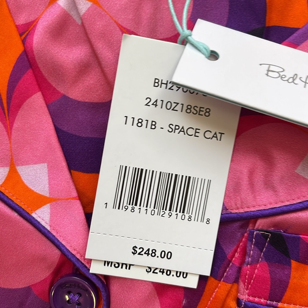 BedHead Pink Purple Floral Geometric Satin Pajama Set - Picture 3 of 12